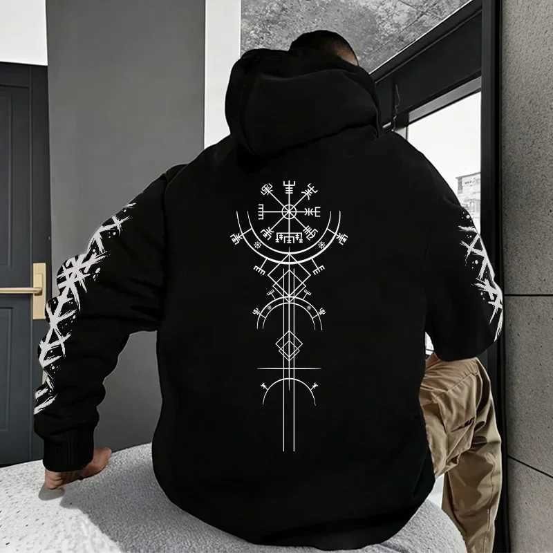 Autumn Winter Hot Sale Mens Hoodie High Grade Ancient Viking Rune Pattern Sweatshirt Male Home Outdoor Comfort Warm Casual Coat W251106
