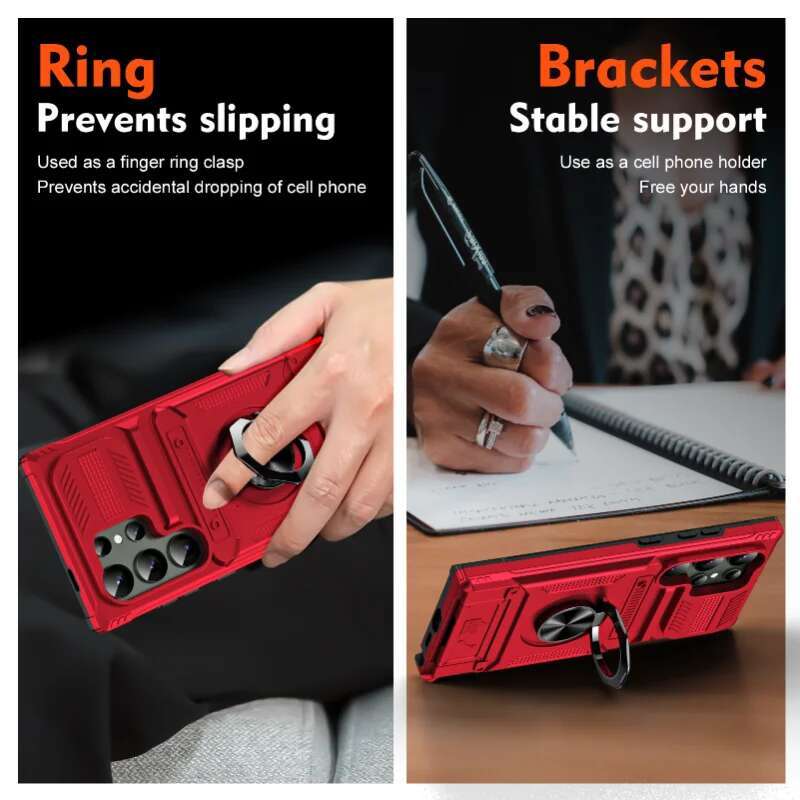 Case For Samsung S24 S23 Ultra Plus FE A14 A15 25 35 55 Magnetic Rotated Ring Kickstand Heavy Duty Drop Protection Wallet Cover