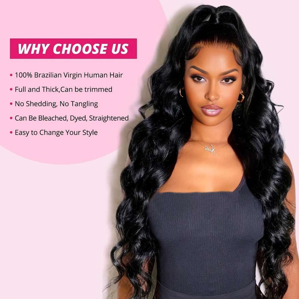 TIMOPOL 100% Untreated Wave Human Hair Natural Black Glue Free Wig 200% Density Hand Woven Gift To A Friend