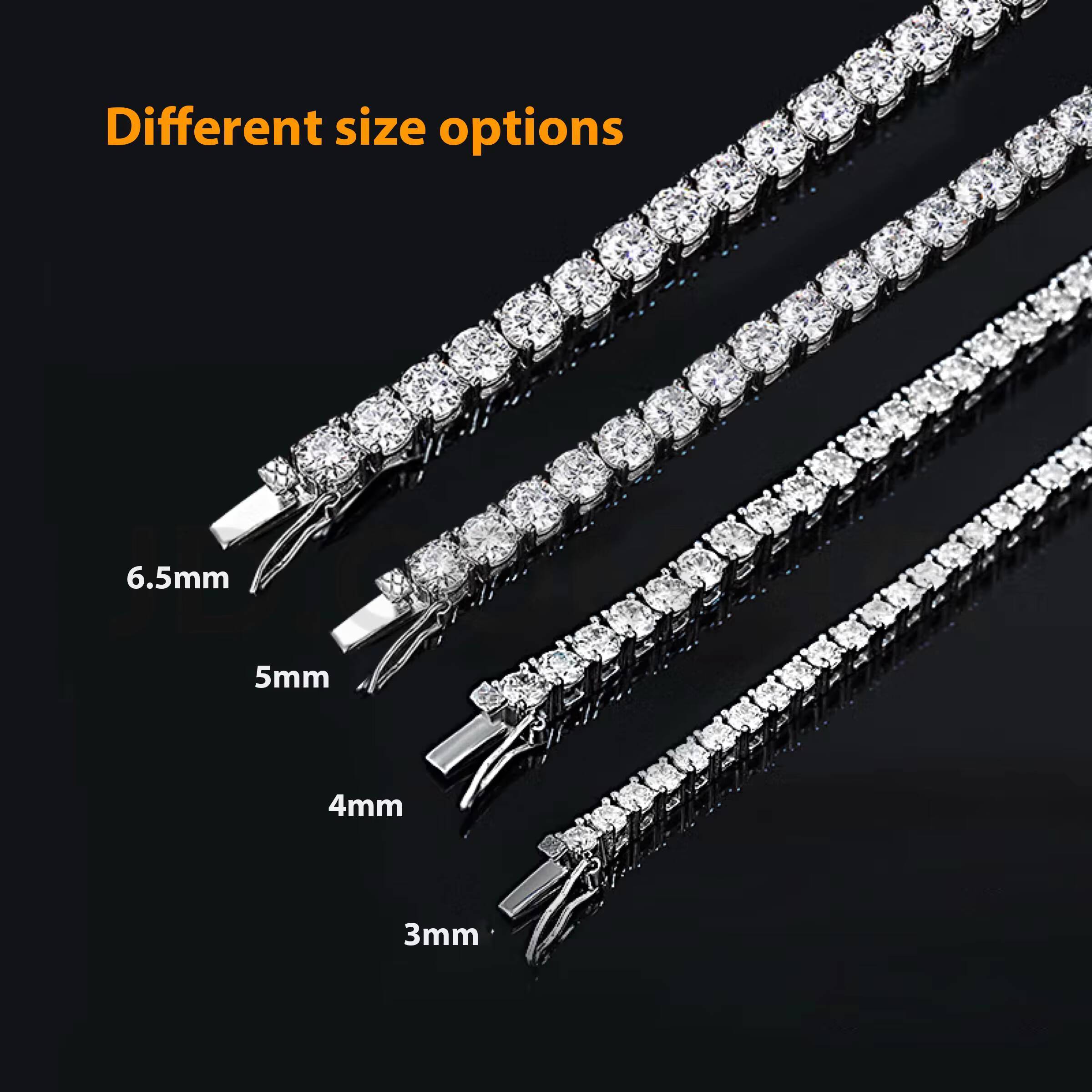 Moissanite Tennis Chian Silver925 With 18K Gold Plated D Color VVS Moissanite Diamond Chain Necklace Fashion Tennis Style