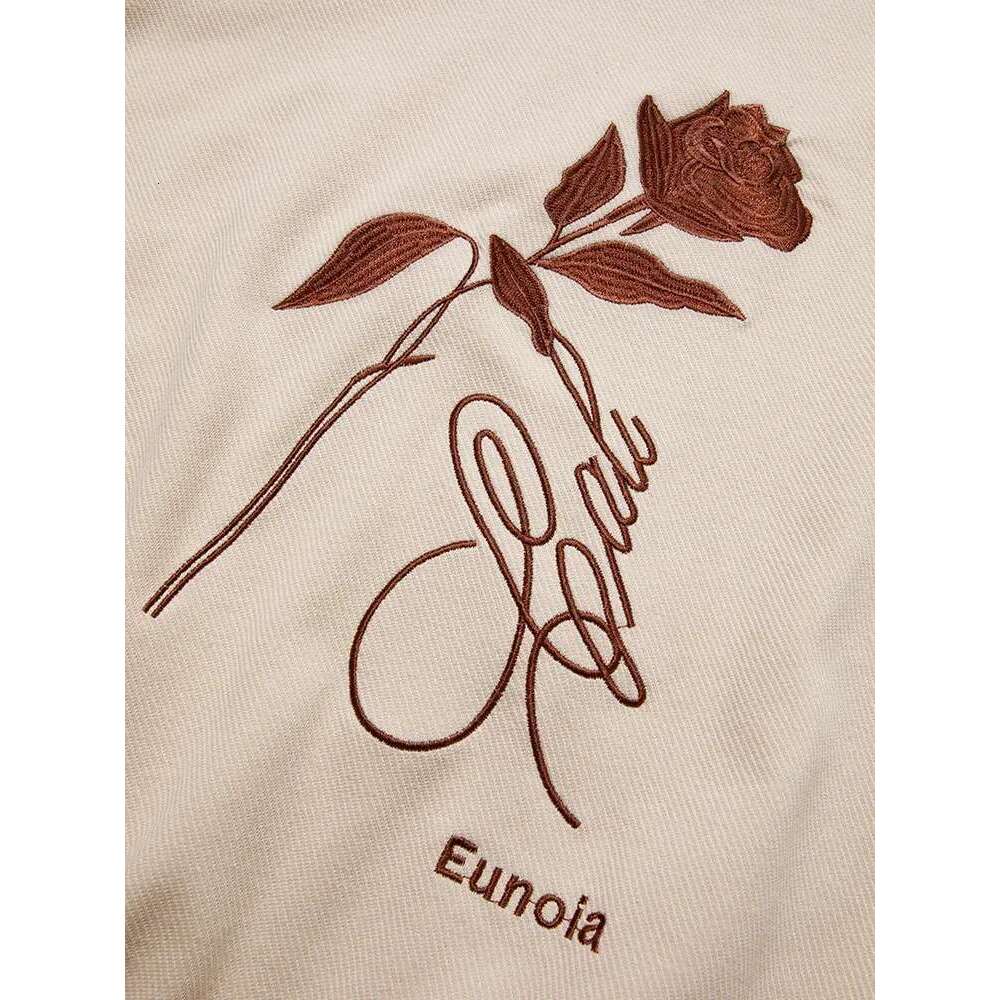 Khaki Hoodies Women Embroidery Lazy Wind Loose O-Neck Spring New Pullovers Unique Trendy Tops Lady
