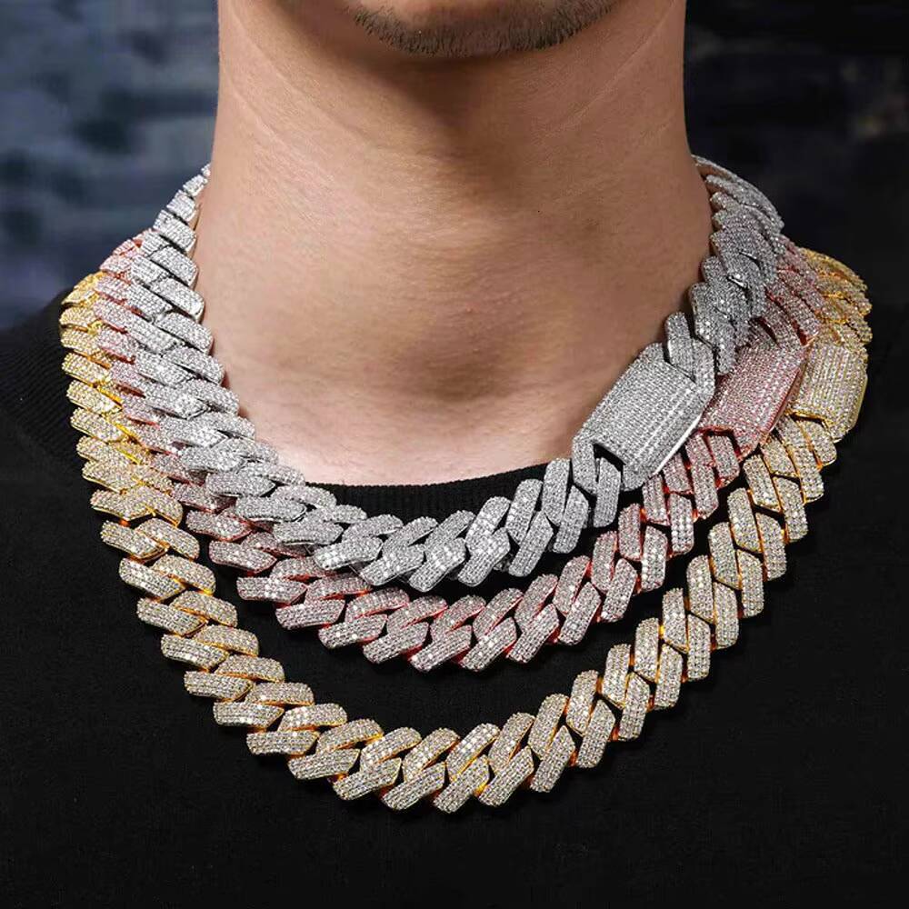 Moissanite Diamond Hip Hop Luxury Cuban Chain for Men 925 Silver