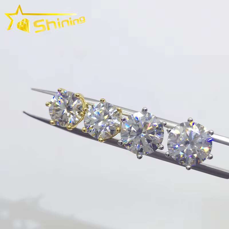 Hot Sale Pass Diamond Tester Round Vvs Moissanite Jewelry Moissanite Stud Earring