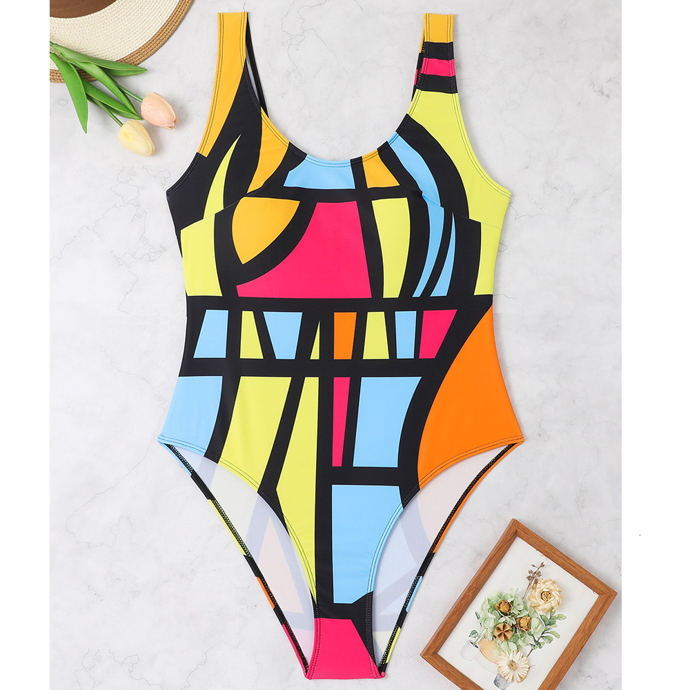 Large size one-piece triangle women's digital print fixed edition woman plus fat swimsuit