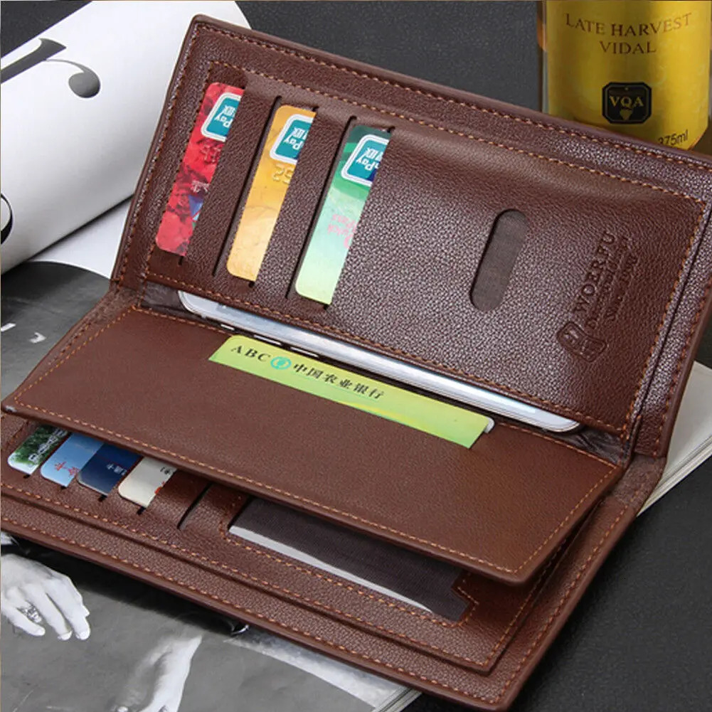 Soft PU Leather Long Wallet With Multiple Card Slots Classic Credit Card Holder Slim Durable Men Bifold Cash Purse 251105
