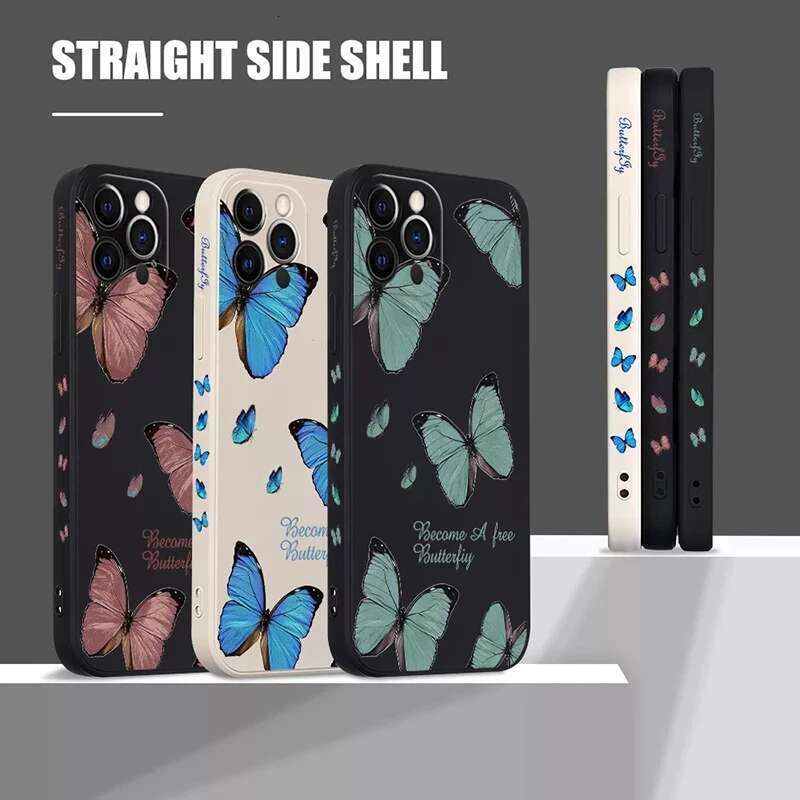 Retro Butterfly wers Square Silicone Case For Samsung Galaxy A14 A34 A54 A13 A33 A53 A32 A52 S23 Ultra S22 Plus S21 FE Cover