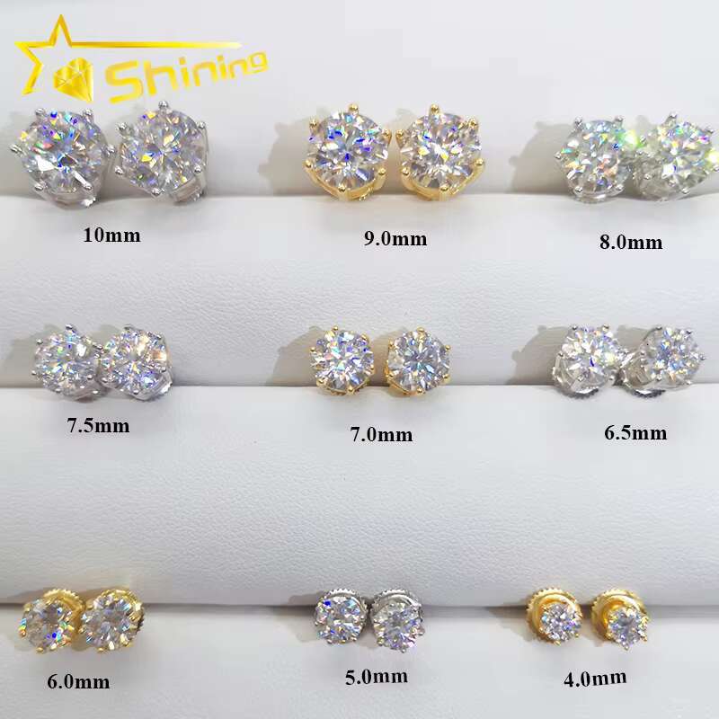 Hot Sale Pass Diamond Tester Round Vvs Moissanite Jewelry Moissanite Stud Earring