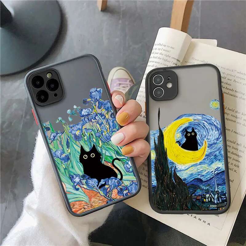 Oil Painting Van-Gogh Cat Case For Samsung Galaxy S25 S24 S23 S22 Ultra S21 FE A16 A14 A52 A15 A35 A13 A53 A55 A34 A54 4G Cover