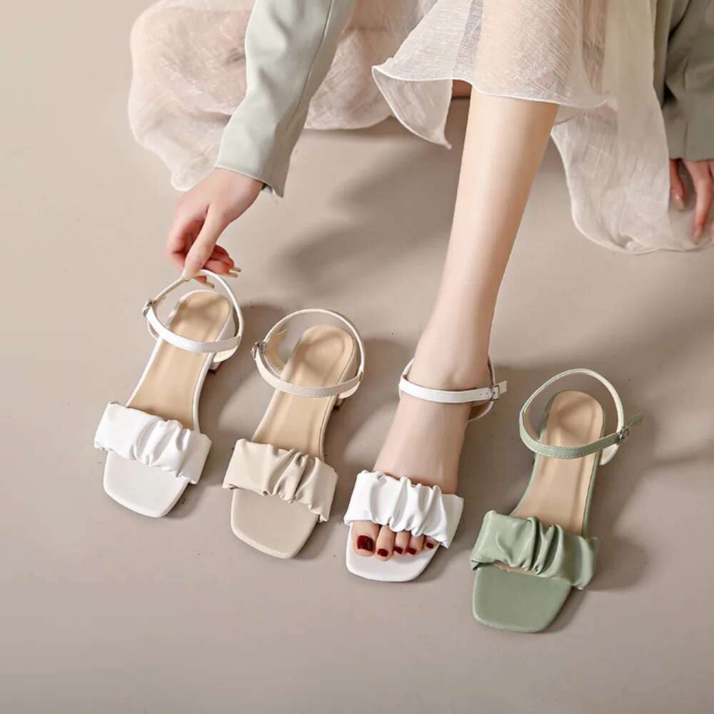 2025 Summer New Women's Designer Fashion Sandals Lace up Square Toe Dress Shoes