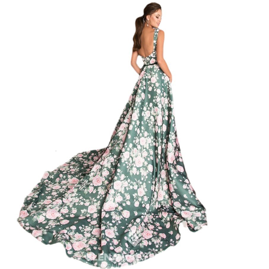 2025 Summer New Womens Fashion Elegant Dress Bohemian Style Printed Large Swing Long Dress