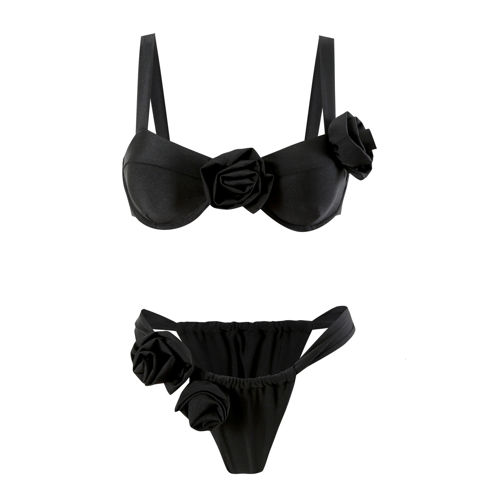 Bikini swimsuit women's split solid color steel holder gathers 2025 new sexy bikini