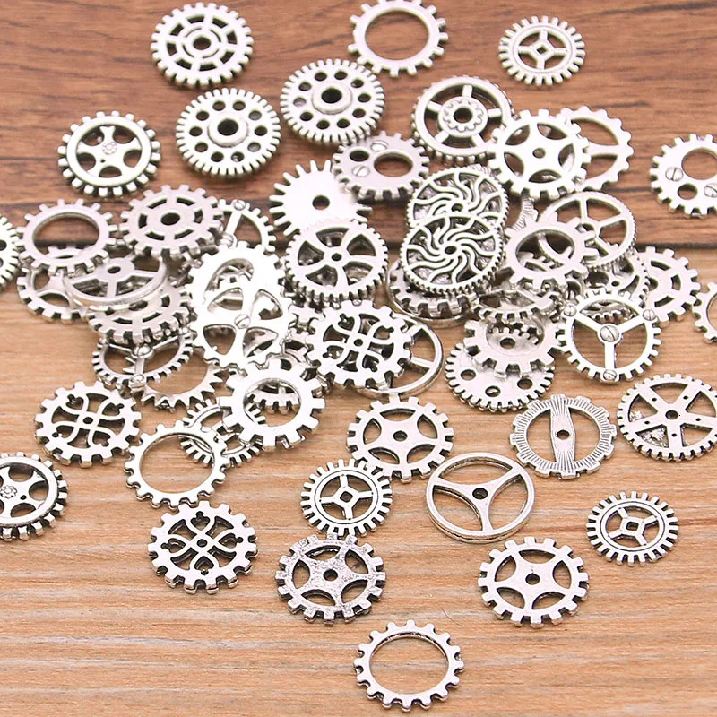 60 pieces of 10 color small 815mm mixed alloy mechanical steam punk gears and gear Diy accessories 250325