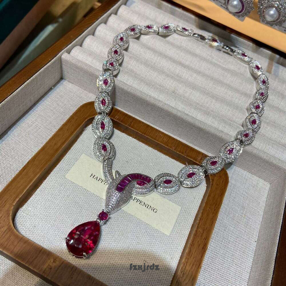 New Snake-Shaped Water Drop Necklace No. 5 Hoop Earrings Gold-Plated High-End Luxury Style Women's Dress Earrings Jewelry set