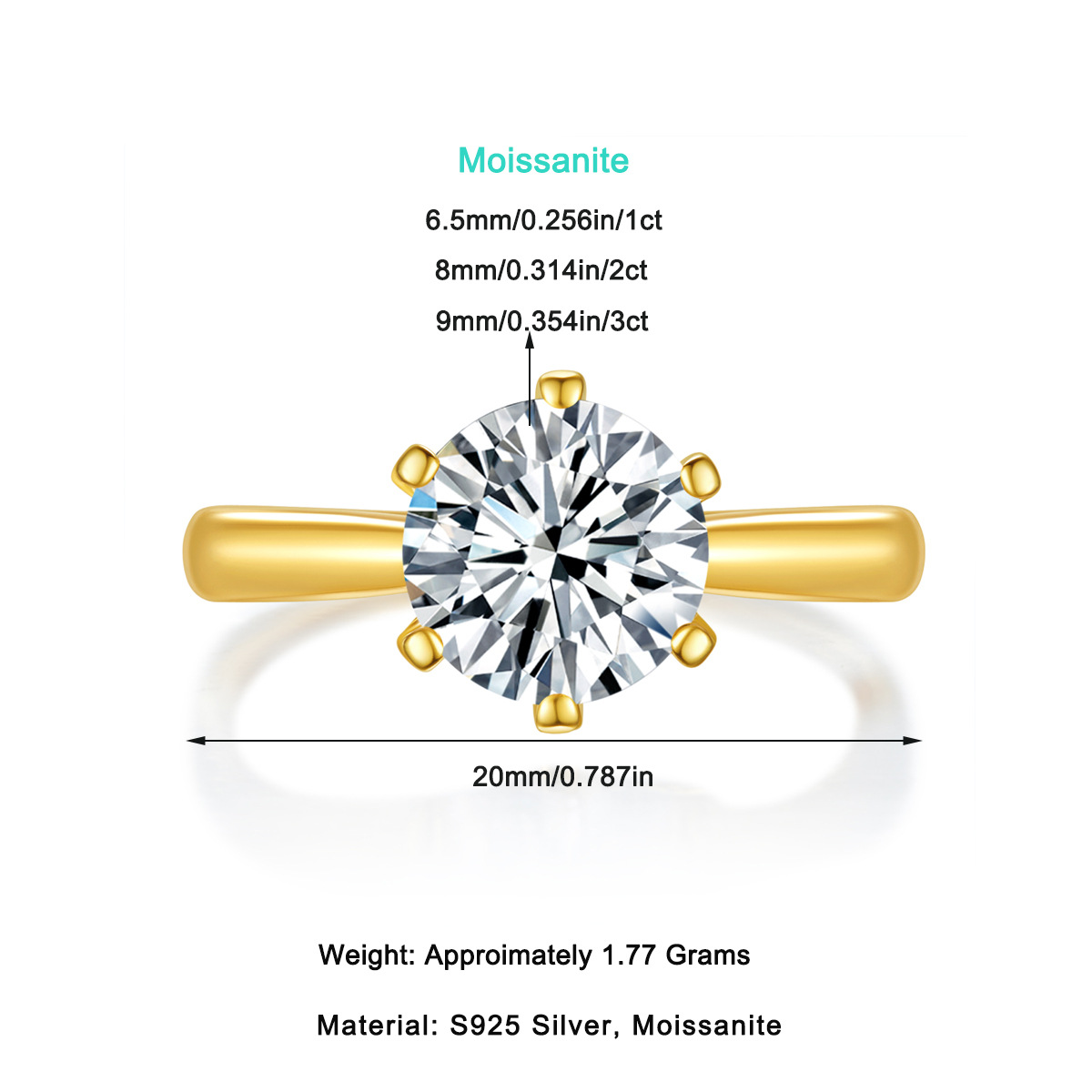 2025 moissanite rings for women luxury rings designer for women 925 sterling silverinlaid VVS1 pass diamond tester Gold Simple Ring with Moissanite bo - view 6