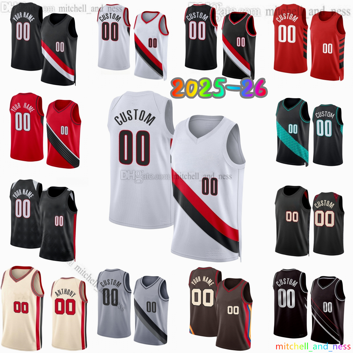 Custom 2025-26 New 17 Shaedon Sharpe Printed Basketball Jersey 8 Deni Avdija 9 Jerami Grant 0 Damian Lillard 33 Toumani Camara 00 Scoot Henderson Jerseys Shorts