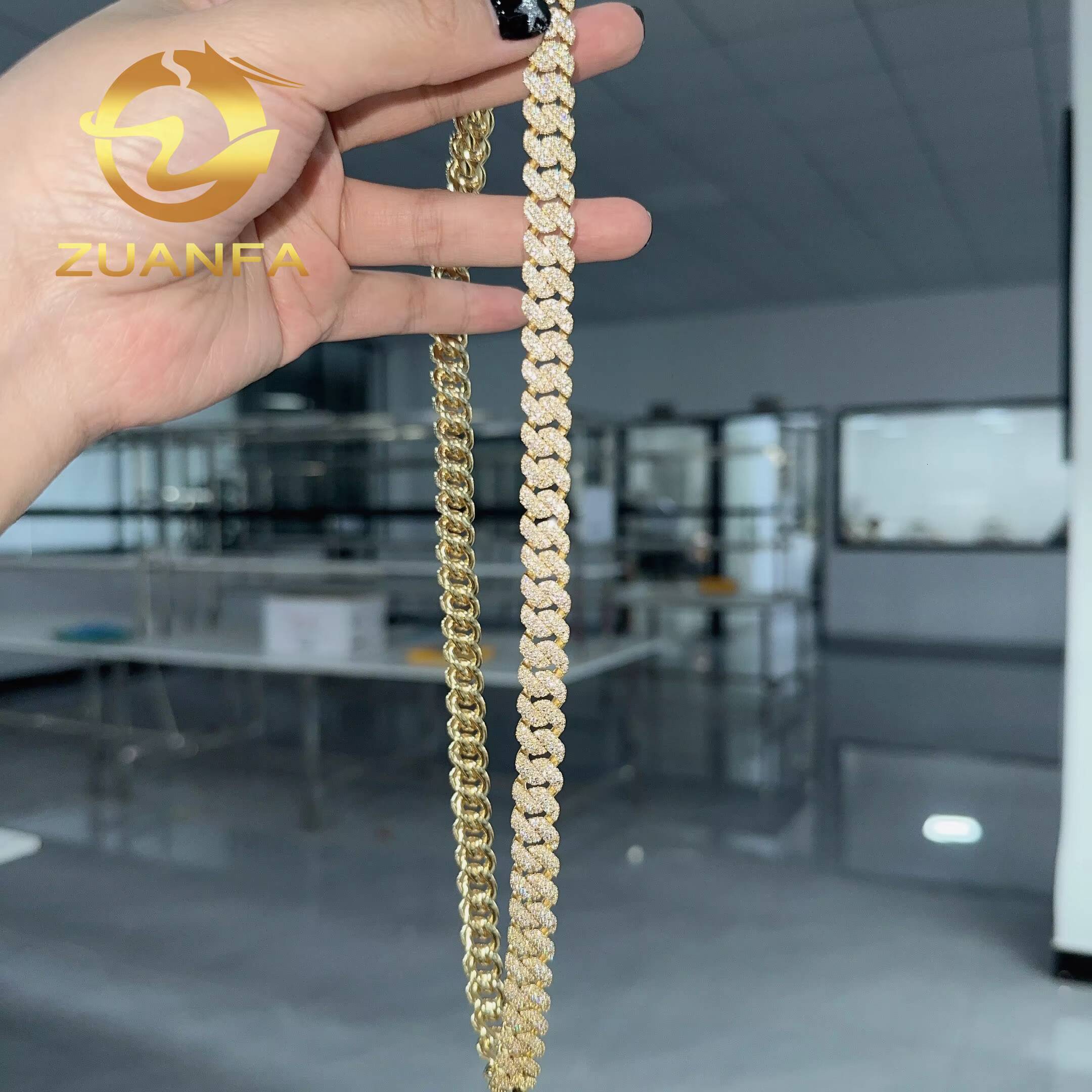 Hip Hop Jewelry 10MM Moissanite Diamond Cuban Link Chain 925 Silver Cuban Link Chain Iced Out With GRA Certificate