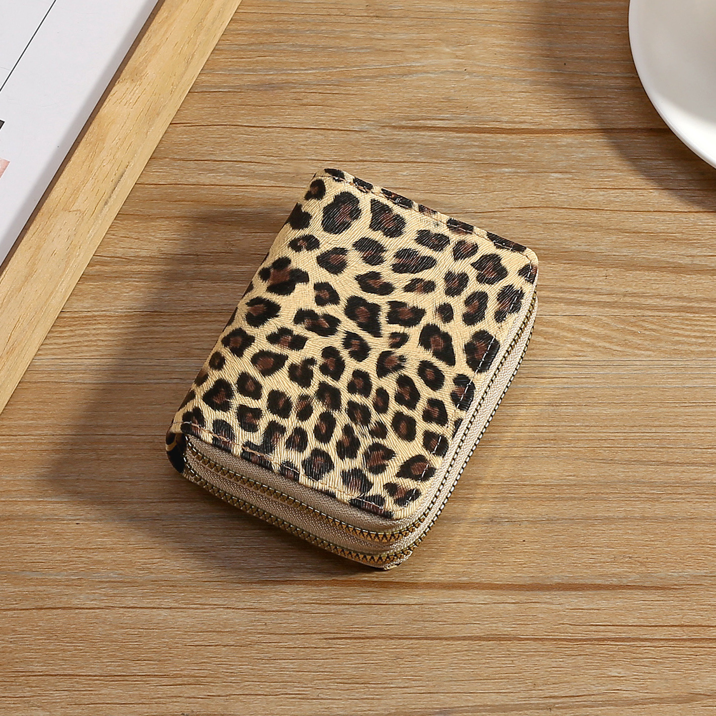 Leopard Print Short Womens Coin Purse High-End Multifunctional Coin Organizer Double Zipper Card Holder 250903