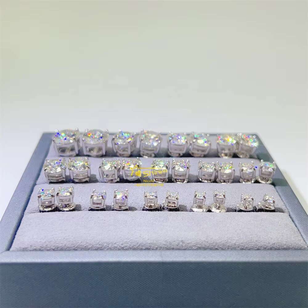 Hot Selling Wholesale Classic Design 4 Prongs Basket Screw Back 1 2 Carat Sterling Sier Moissanite Stud Earrings