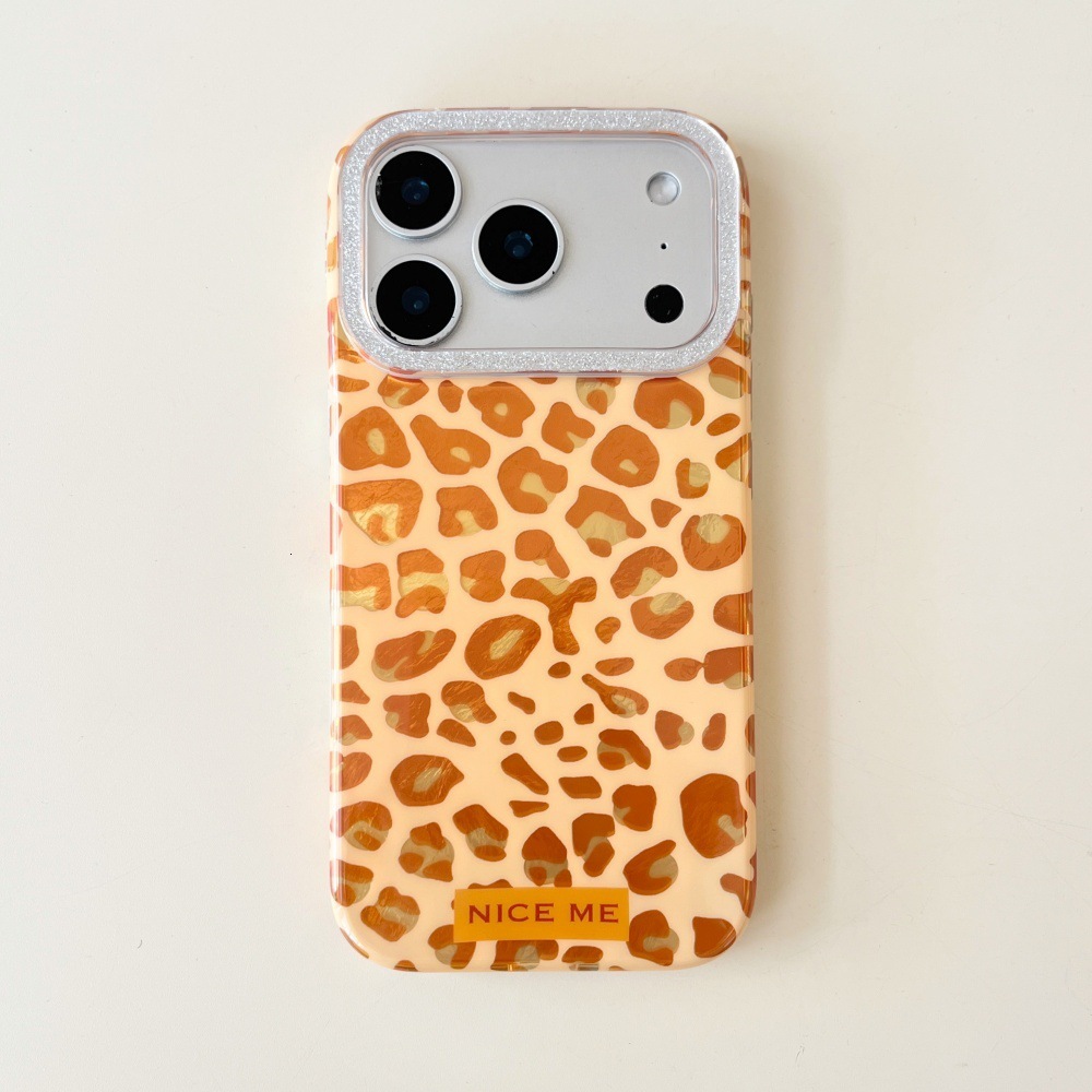 Orange Leopard Print Plush Bear Phone Case Compatible with iPhone 17/16 Pro Max Personalized Lanyard Case iPhone 15/14 Pro