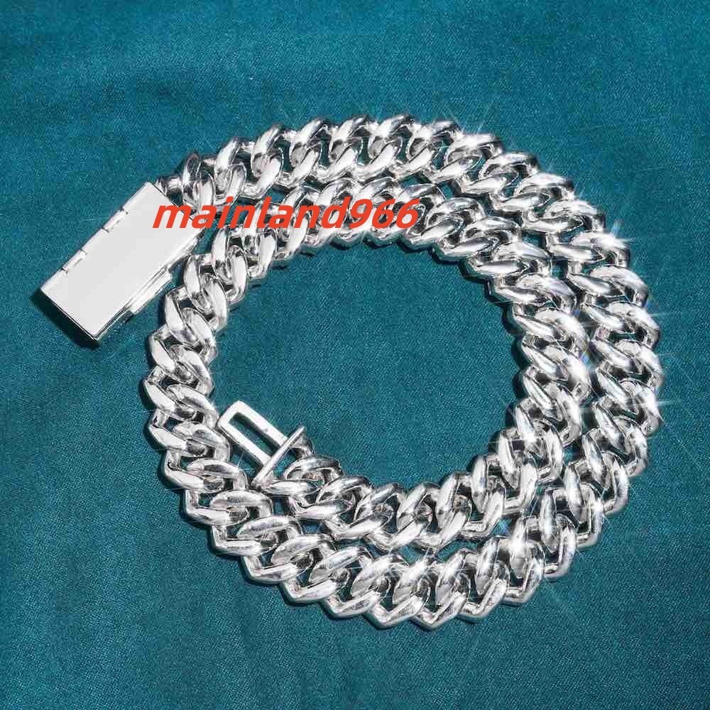 15MM White Gold Plated Moissanite Cuban Link Chain For Mens For Fashions