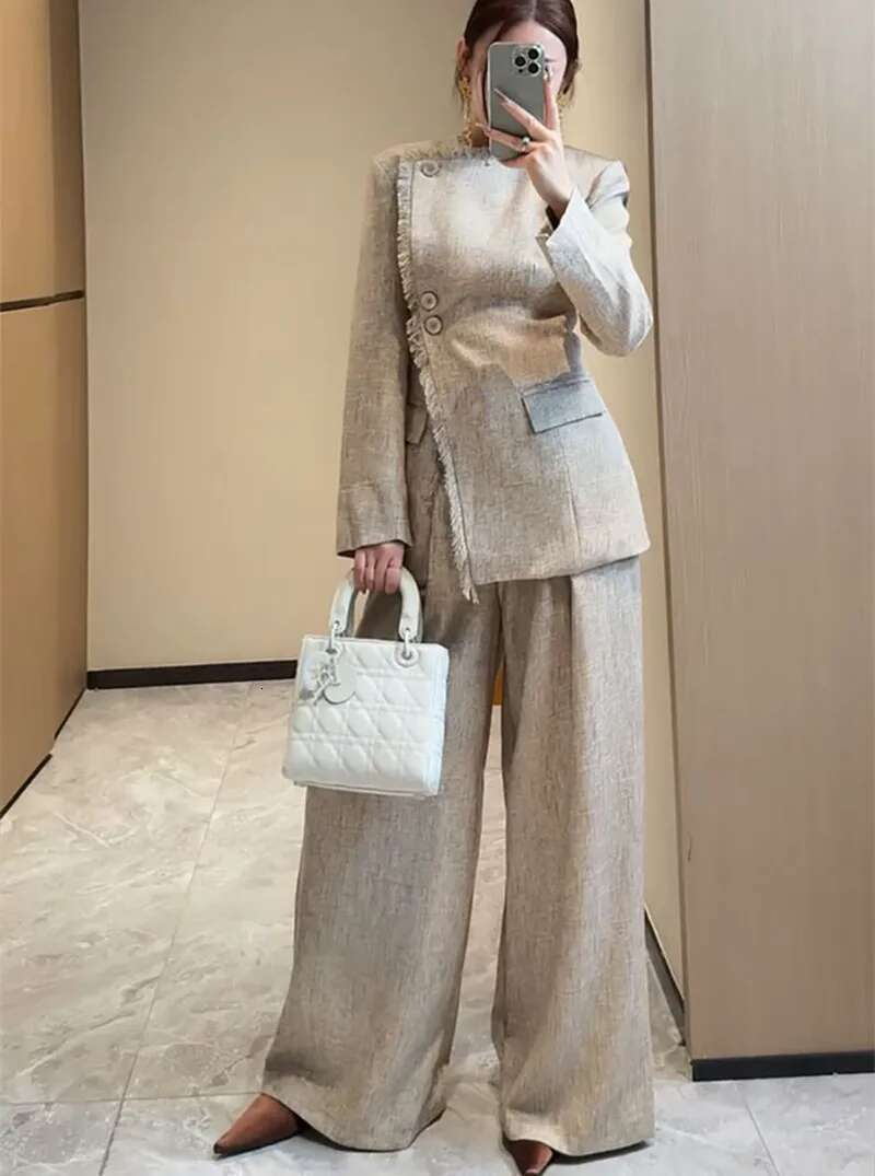 Casual Suit Sets 2024 New Women's Spring And Autumn Two-Piece Fringed Design Jacket Casual+Pants Set