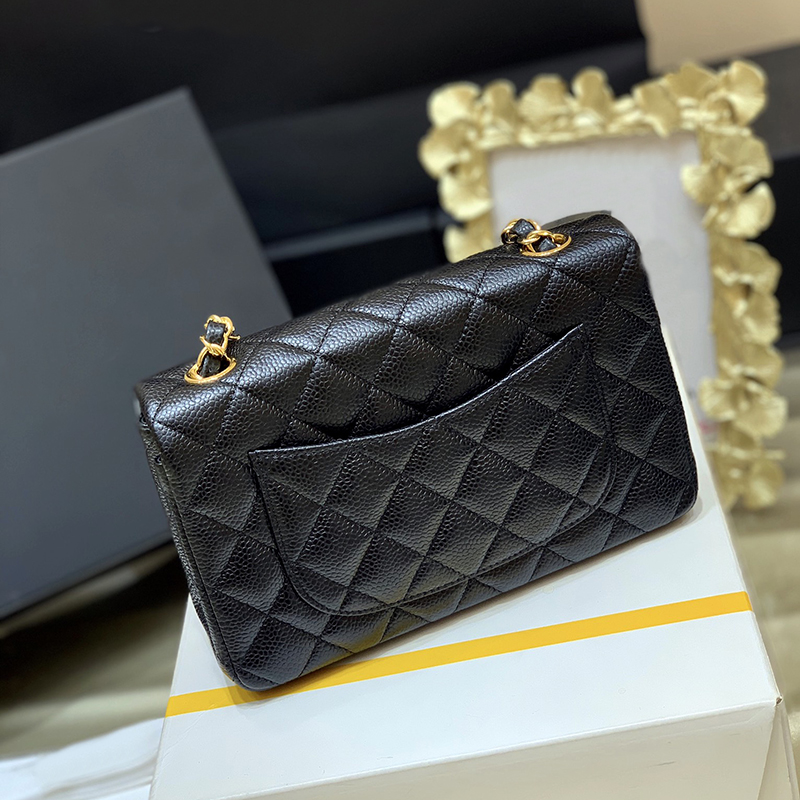 Luxury Calfskin Leather Mini Flap Chain Bag - Elegant 20cm Crossbody Purse for Women 24C02A