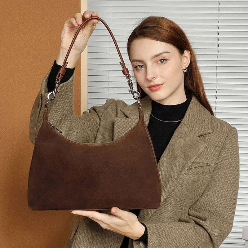 Elegant Women's Handbag Made from Authentic Brown Wine Leather Ideal for Office Use