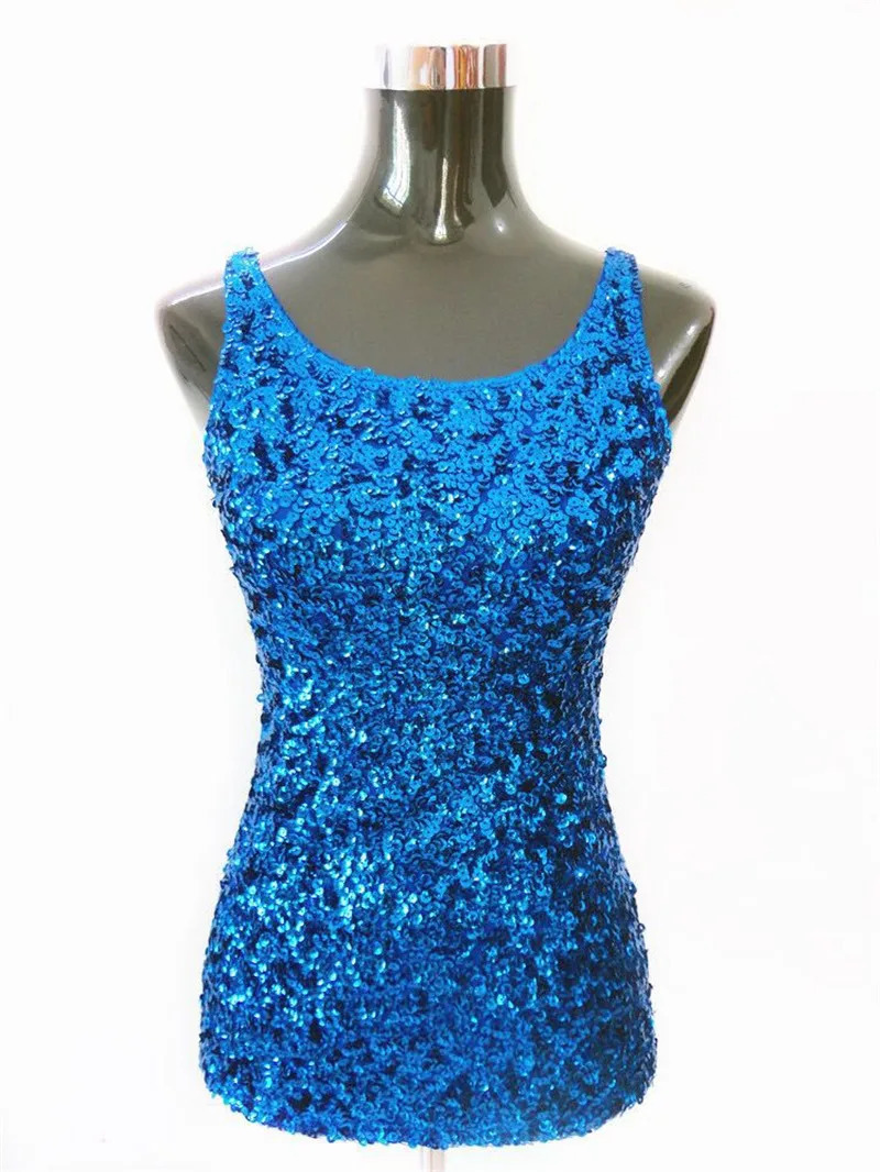 Womens shiny sequin embossed sleeveless vest fashion style cocktail party club clothing 250403