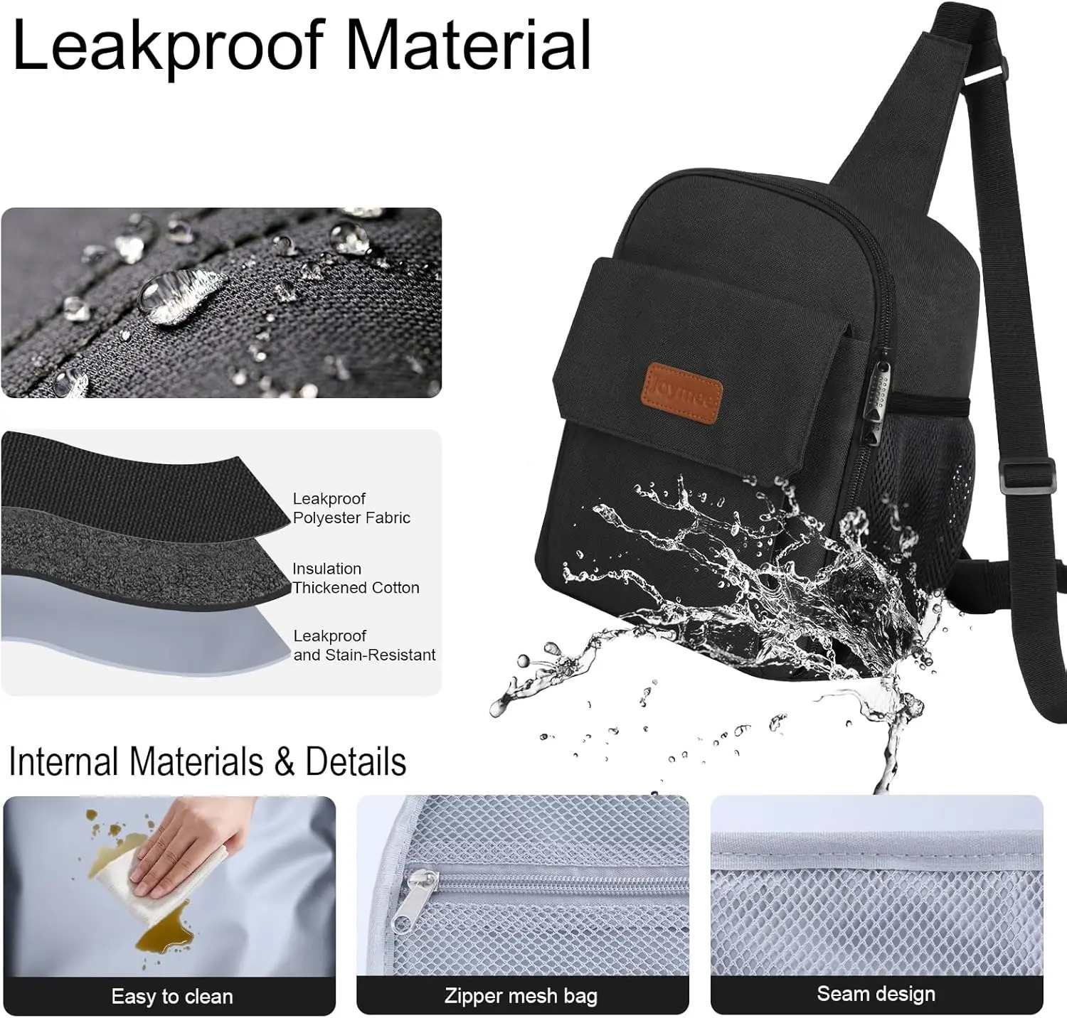 Sling lunch box bag suitable for women adults portable leak proof reusable insulated cross body small cooler with shoulder 250401