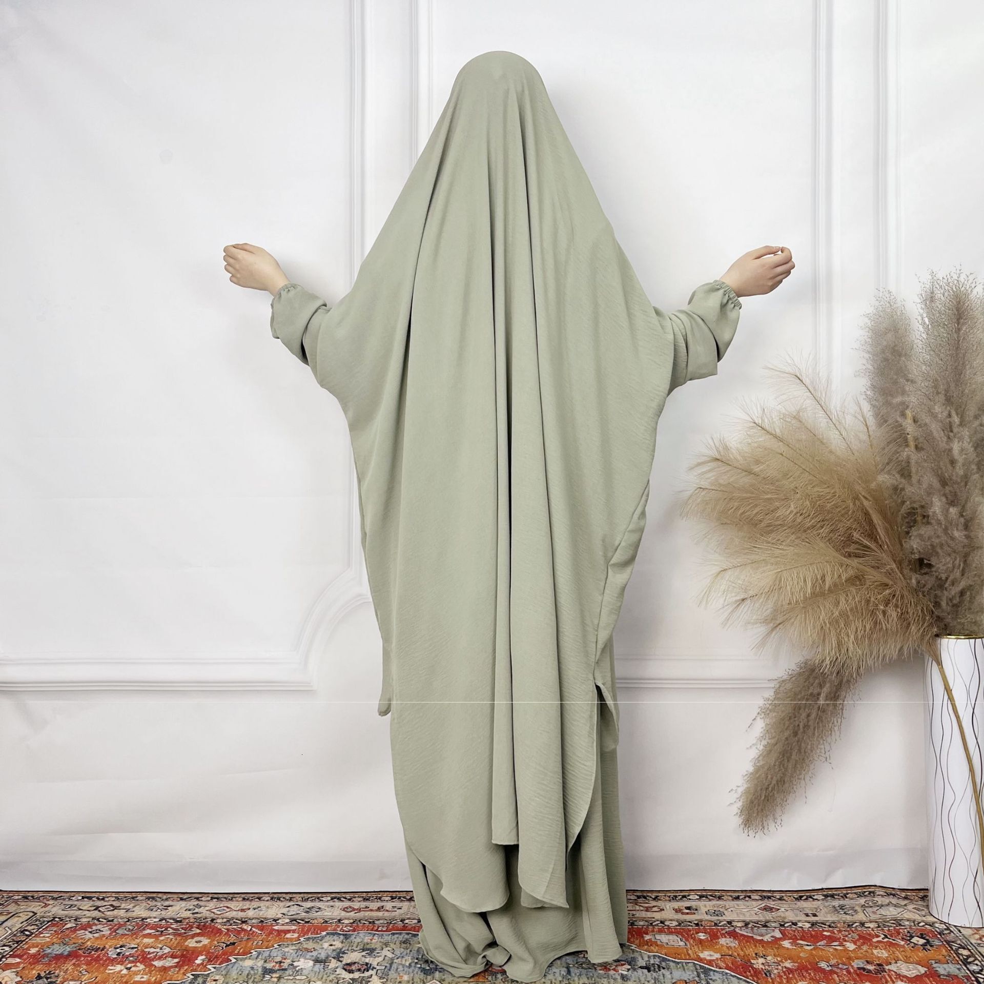 Ice Silk Wrinkle Strap Skirt Two Piece Set Fashion Women's Robe Dress Abaya Maxi Dresses Islamic Clothing