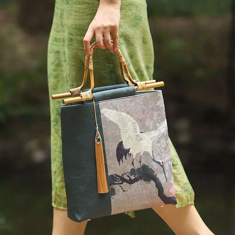 Retro Bamboo Cheongsam Handbags New Chinese Ancient Hanfu Style Women's Bag Top-Handle Bags