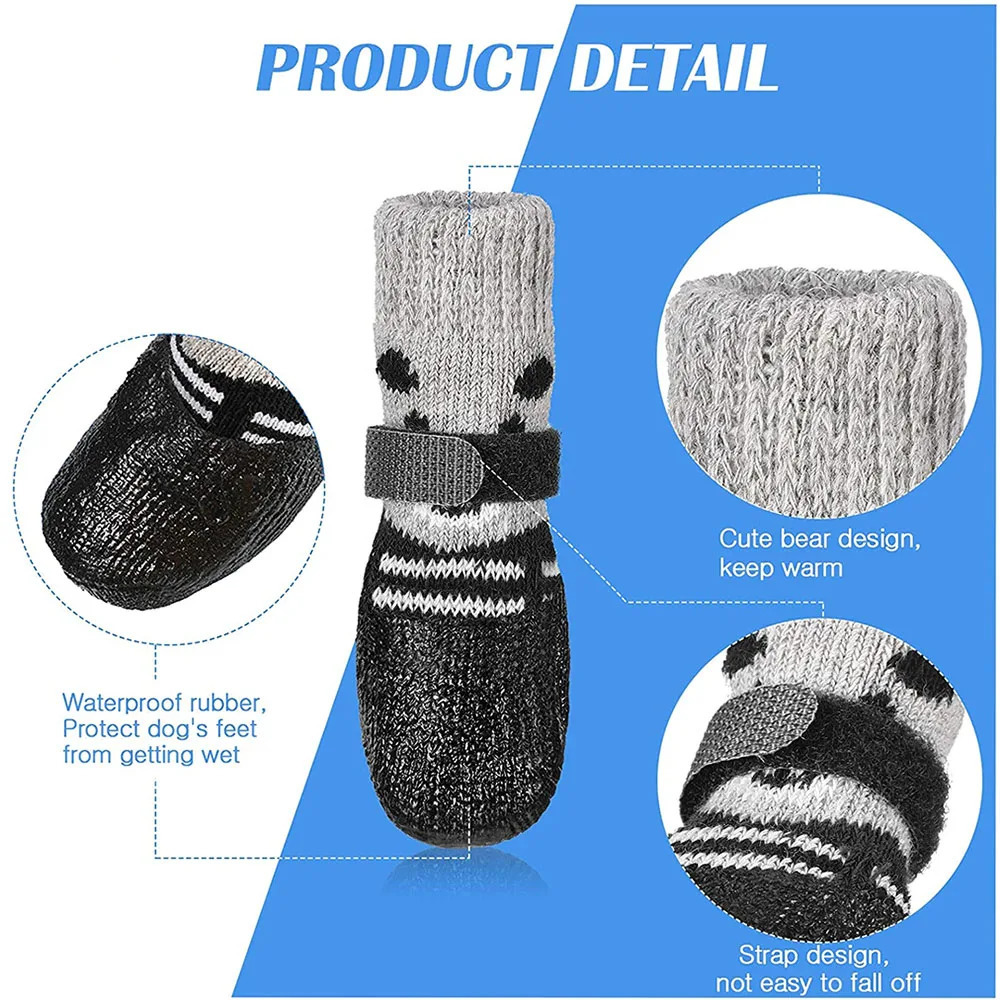 Dog Cat Boots Shoes Socks Waterproof Dog Shoes Rain Snow Pet Booties Anti-Slip Small Puppy Sock Shoes with Adjustable Drawstring 250402