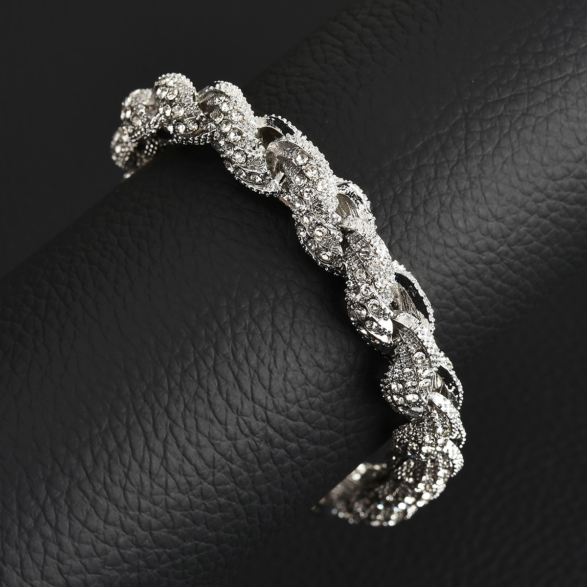 Zuanfa big size chain fashion sier jewelry 10mm vvs moissanite rope bracelet necklace for men and women