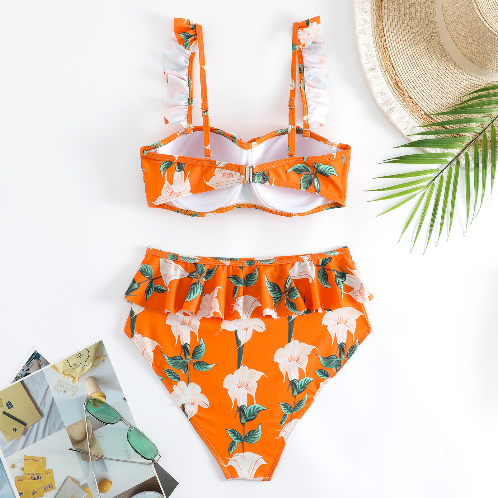 New women's split three piece set bohemian style belly covering, slimming and sexy chiffon beach skirt swimsuit