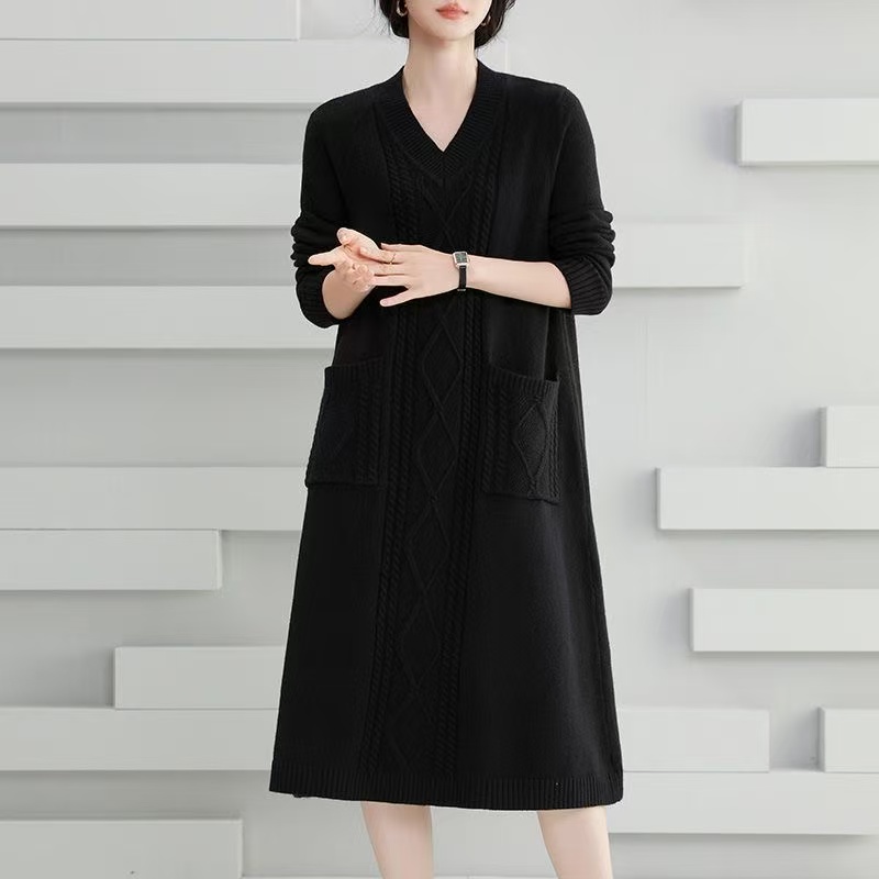 plus size women's new long sleeve high waist printed banquet dress mid-length skirt D02819