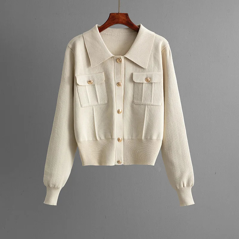 Autumn Winter Polo Collar Fashionable Temperament Set Womens Sweater Cardigan Top Knitted Casual Skirt Twopiece 251105