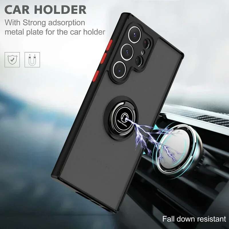 Magnetic Ring Matte Case For Samsung Galaxy S24 S23 S22 S21 S20 S10 S9 S8 FE Note 8 9 10 20 Lite Plus Ultra Cover