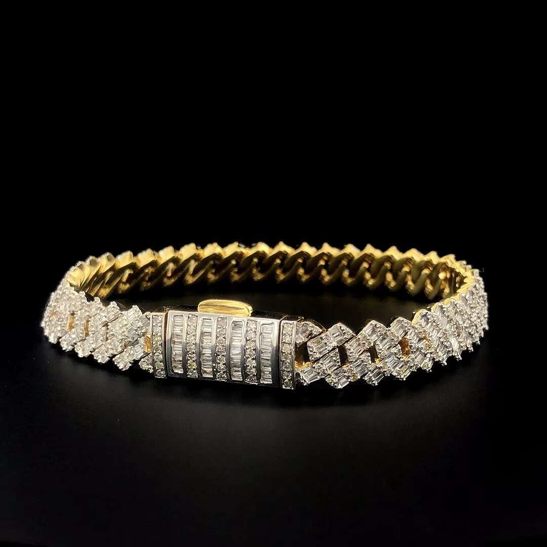 Rapper Jewelry Iced Out Cross Design Moissanite Cuban Chain Bracelet 6mm Hip Hop Bracelet 925 Silver Cuban Link Bracelet
