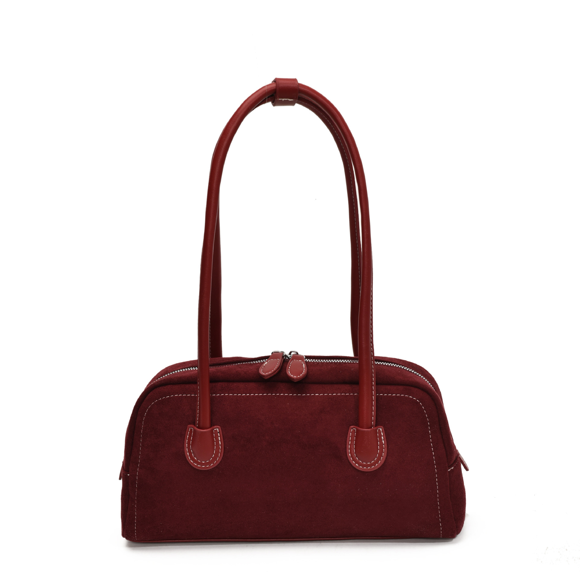 2025 Autumn Suede Baguette Women Large Capacity Commuter Casual Retro Boston Underarm Shoulder Bag