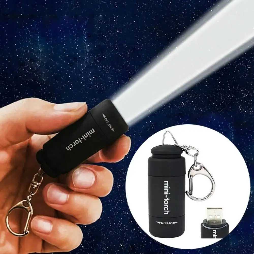 Mini LED Flashlight USB Charging Flashlight Keychain Portable Pocket Flashlight Waterproof Outdoor Portable LightingW251106