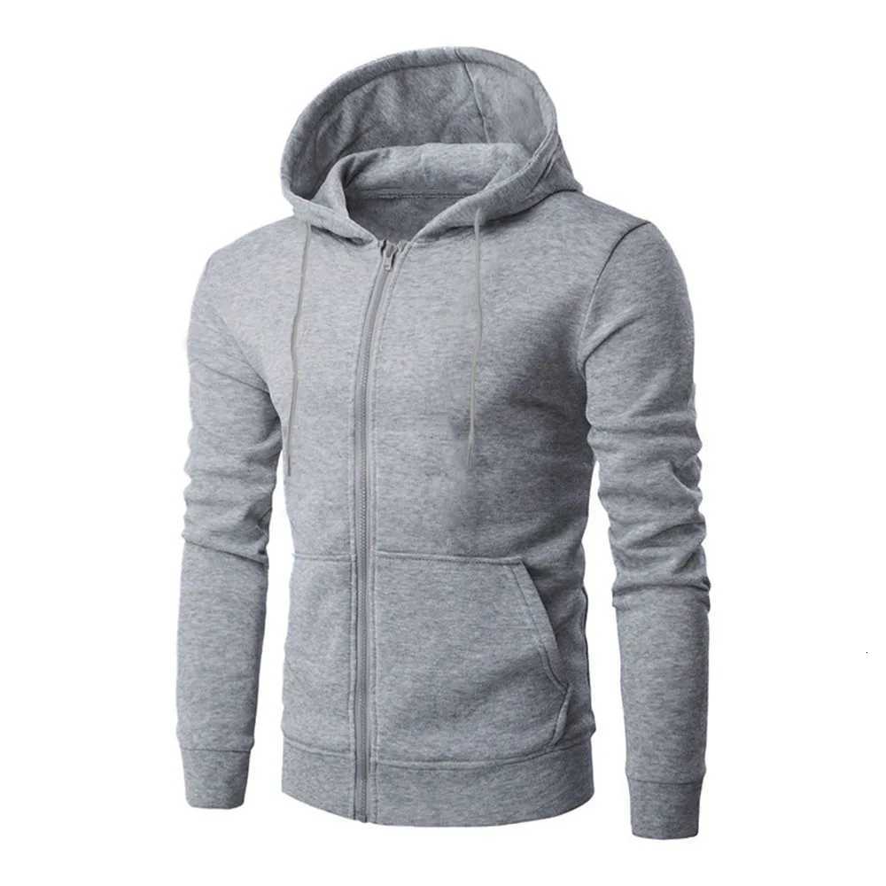 Mens Hoodie Solid Color Basic Hooded Jacket Cardigan Sweatshirt Spring Autumn Casual Men Streetwear Tracksuit Male W251106
