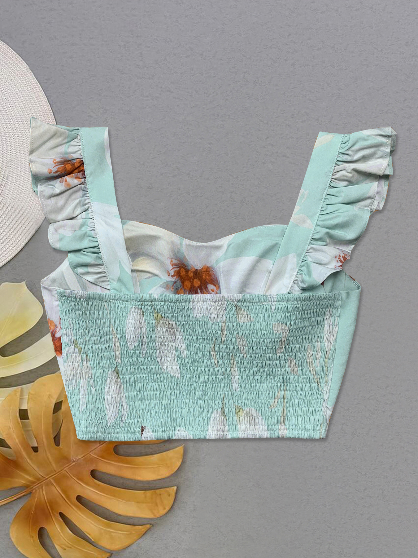 Chic Vacation Ready Fashion Accessory Elegant Feminine Polka Dot Garb Consisting of Flowy Bottoms Plus Trimmed Bustier---1774