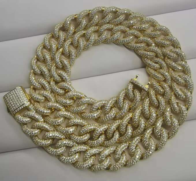 Custom Gold Plating Men's Moissanite Necklace D Color VVS Sier Miami Cuban k Chain High-End Jewelry