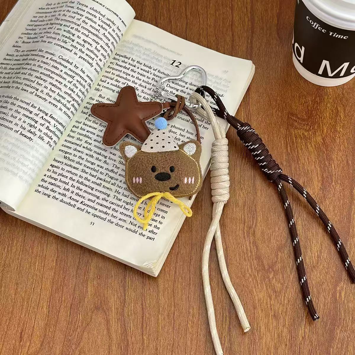 designer bag charm fashion series bag hanging cartoon plush bear doll pendant highend coffee color backpack bead chain keychain accessory