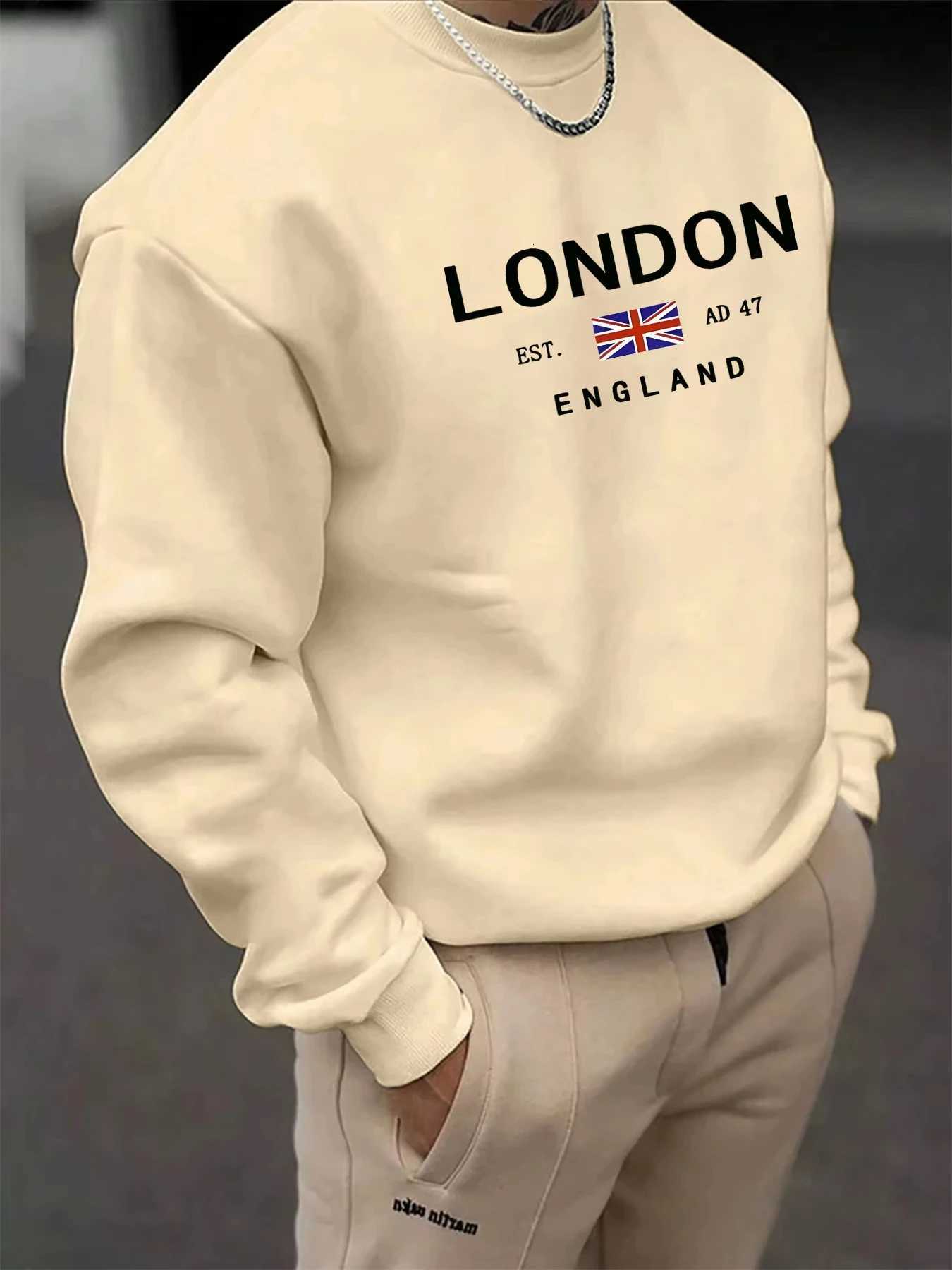 2025 New Mens London England Pattern Print Cotton Sweatshirt For Men Autumn Winter Long Sleeve Pullover Casual Oversized Tops W251106