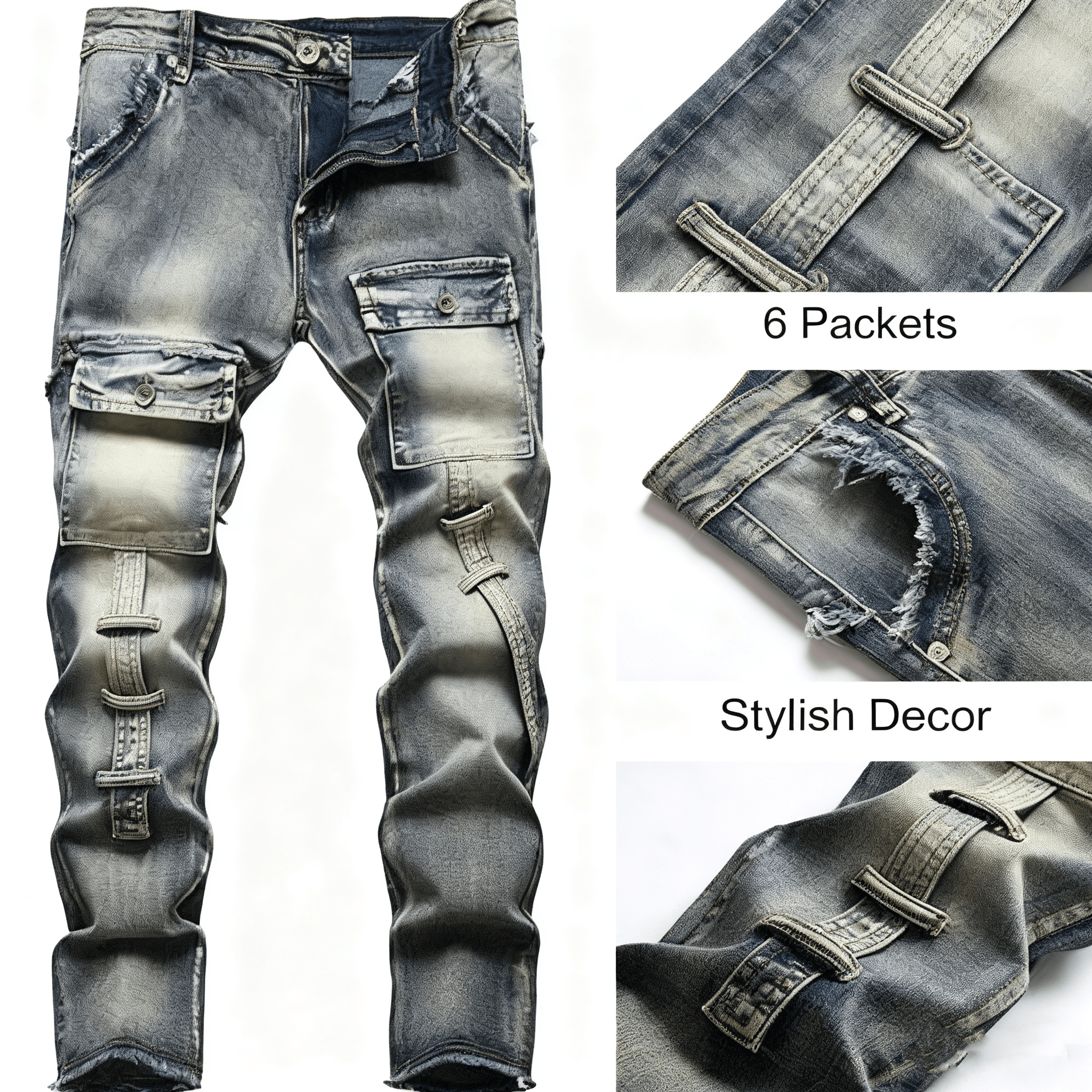 Men's Jeans Y2K Fashion Washed American Jeans slim fit jeans Straight Retro Style Spring Autumn Hip Hop Casual Denim Trousers designer for mens S