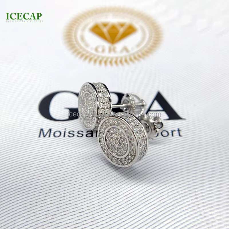 Fine Jewelry Men Women Diamond Earrings VVS Moissanite 925 Sterling Silver White Gold Plated Stud Earrings Wedding Earrings