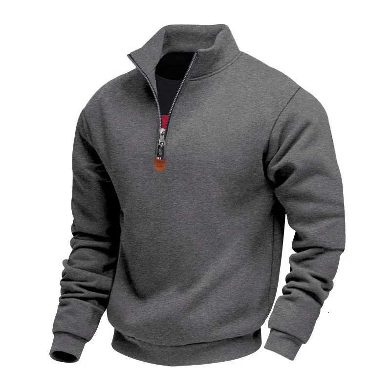 American Autumn Winter Heavy Fleece Long-sleeved Mens Sweatshirt Half Zipper Loose Stand-up Collar Pullover Mens Sweatshirt W251106