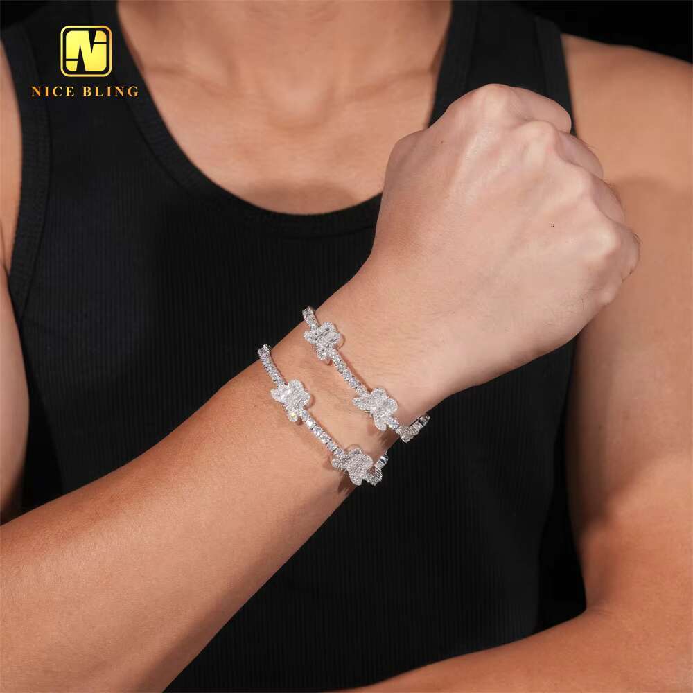 New Butterfly Design Hip Hop Jewelry Custom Iced Out 3mm Round Diamond Tennis Chain 925 Sterling Silver VVS Moissanite Bracelet