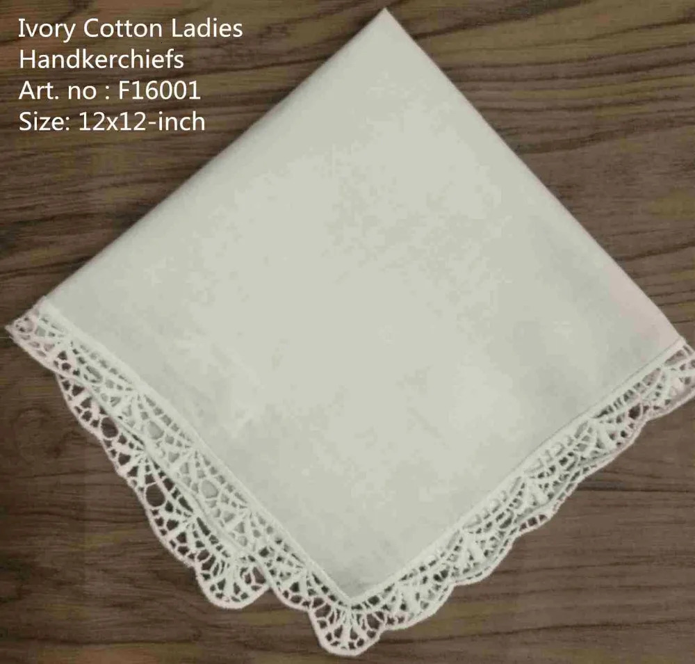 Set of 12 Fashion Handkerchiefs White Cotton Wedding Handkerchief Vintage Lace Hankies Hanky For the Mother of the Bride 12x12 250403
